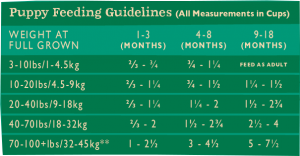 Farmhouse Blend New Puppy Feeding Chart